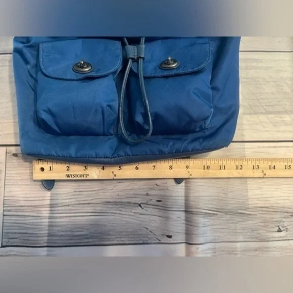 COACH Unisex Blue Nylon and Leather Medium size Backpack  display picture 2